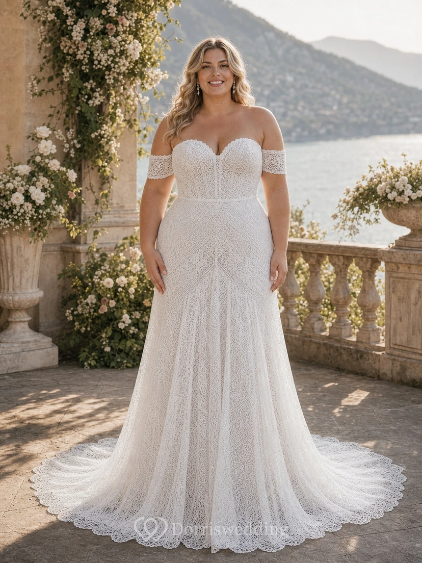 Vestido de novia bohemio de corte imperio con encaje y escote corazón. view 5