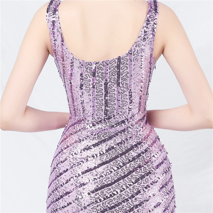 Robe de soirée longue à sequins et perles artisanales view 37