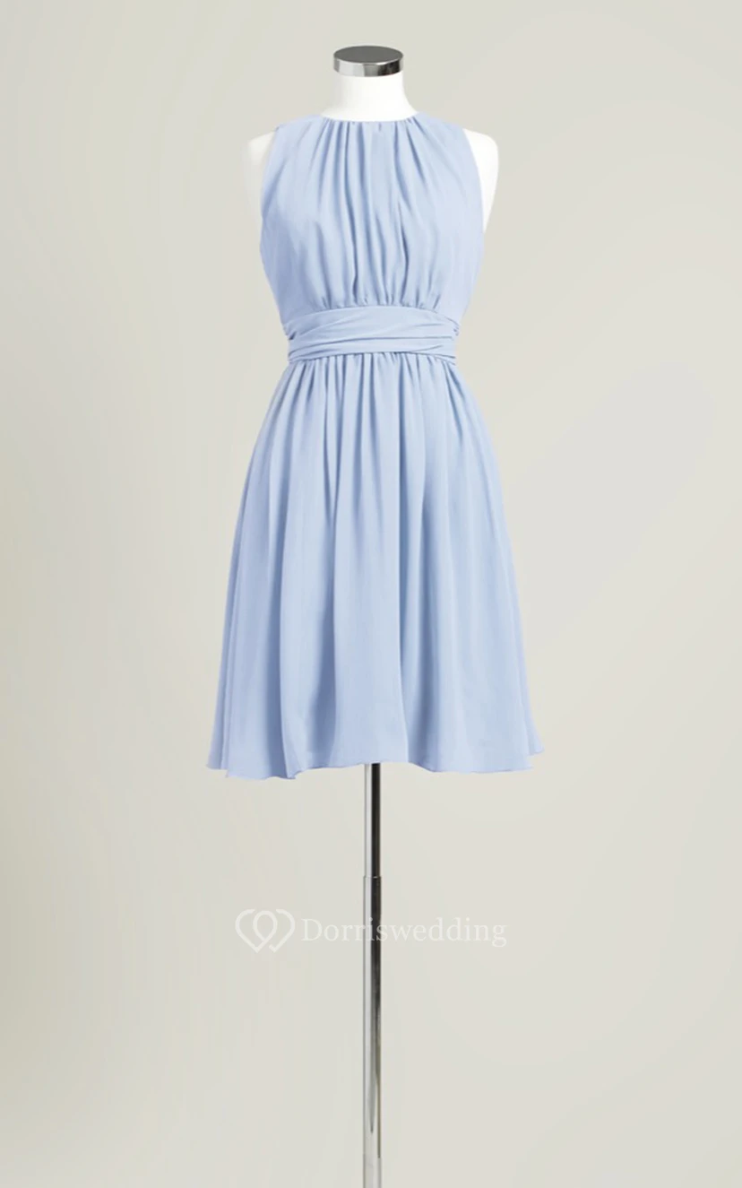 Sleeveless A-Line Short Dress With Jewel Neck view 13