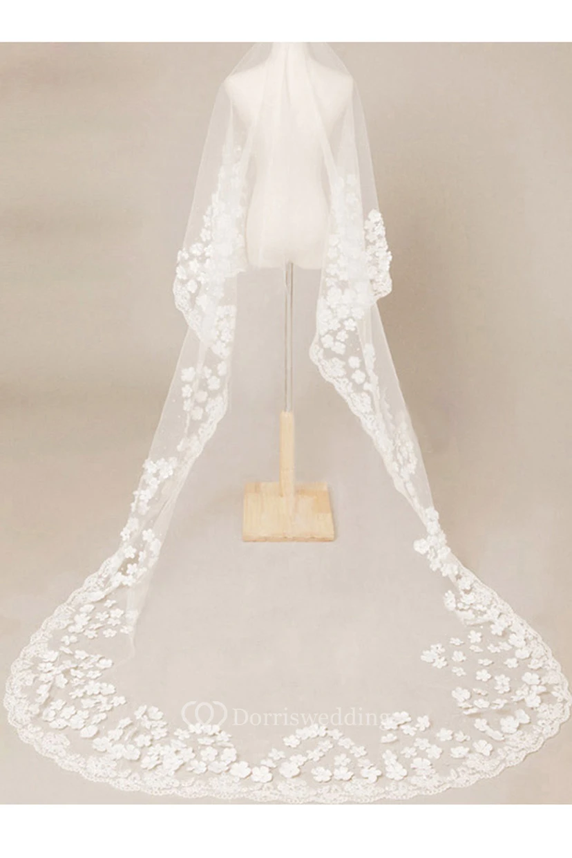 Romantic Flower 3 Meters Long Wedding Veil view 2