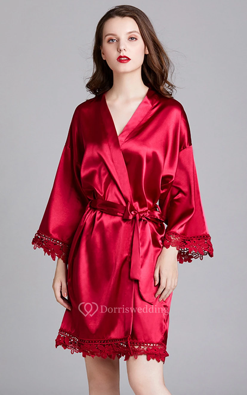 Laced Plain Bride Bridesmaid Robe view 5