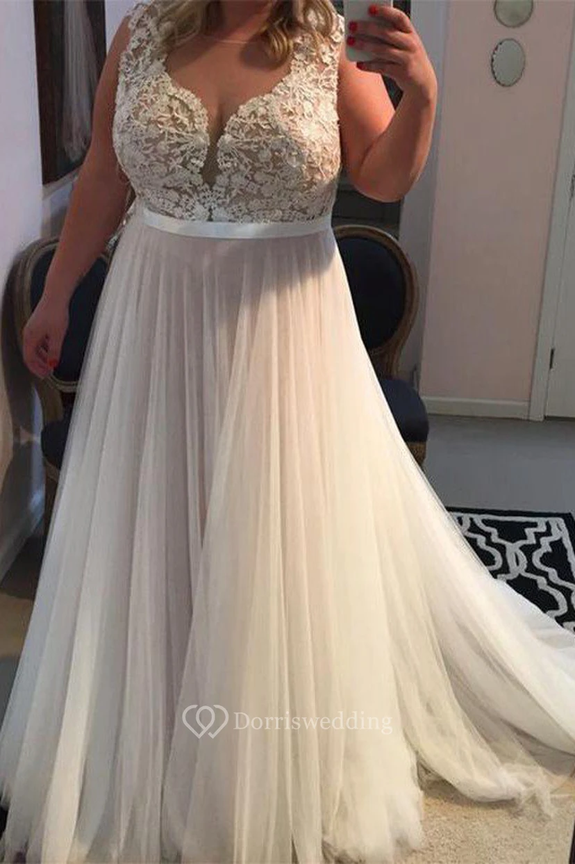 A-Line Lace Tulle Jewel Short Sleeve Zipper Dress