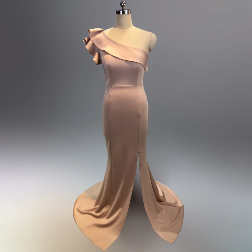 Vestido de noche elegante y distinguido para banquetes, color rosa, largo, sexy y ajustado, estilo cola de pez. view 21