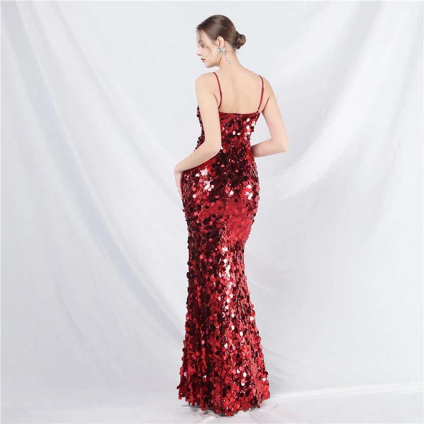 Robe de soirée longue à bretelles haut de gamme view 14