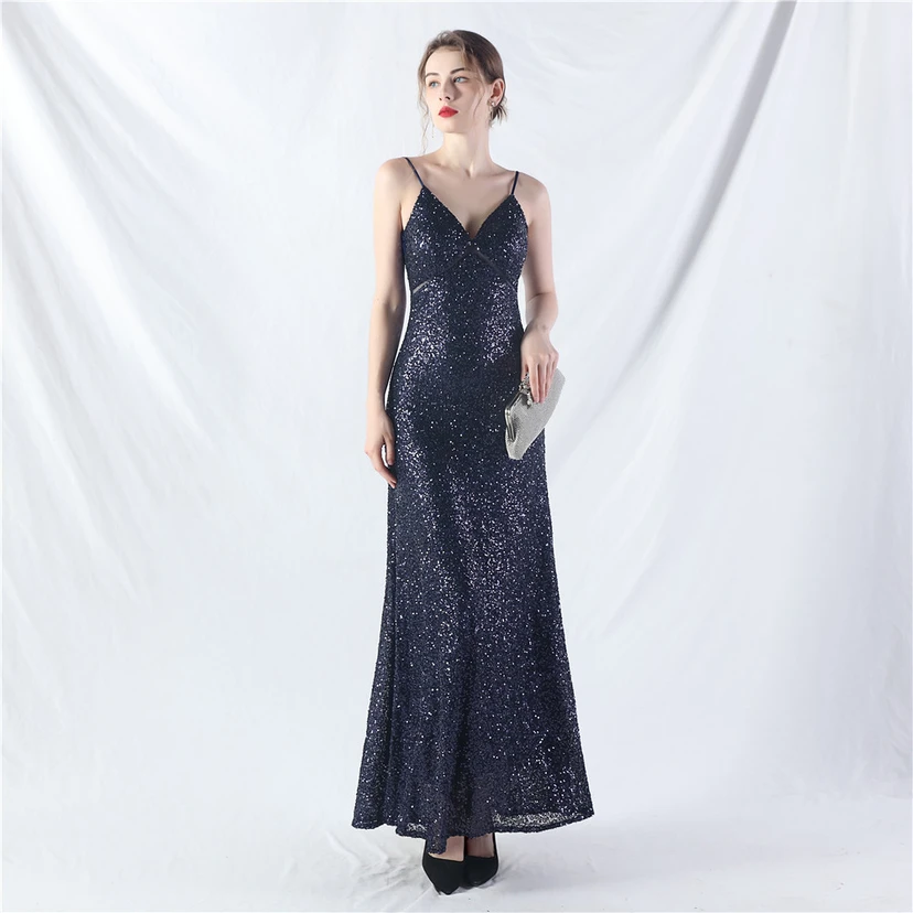Robe longue trapèze évasée à paillettes, modèle phare du quotidien view 5