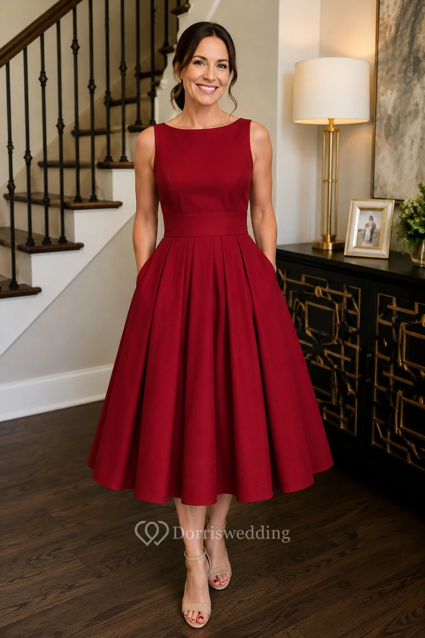 Simple Pleated Knee-Length Frock view 12