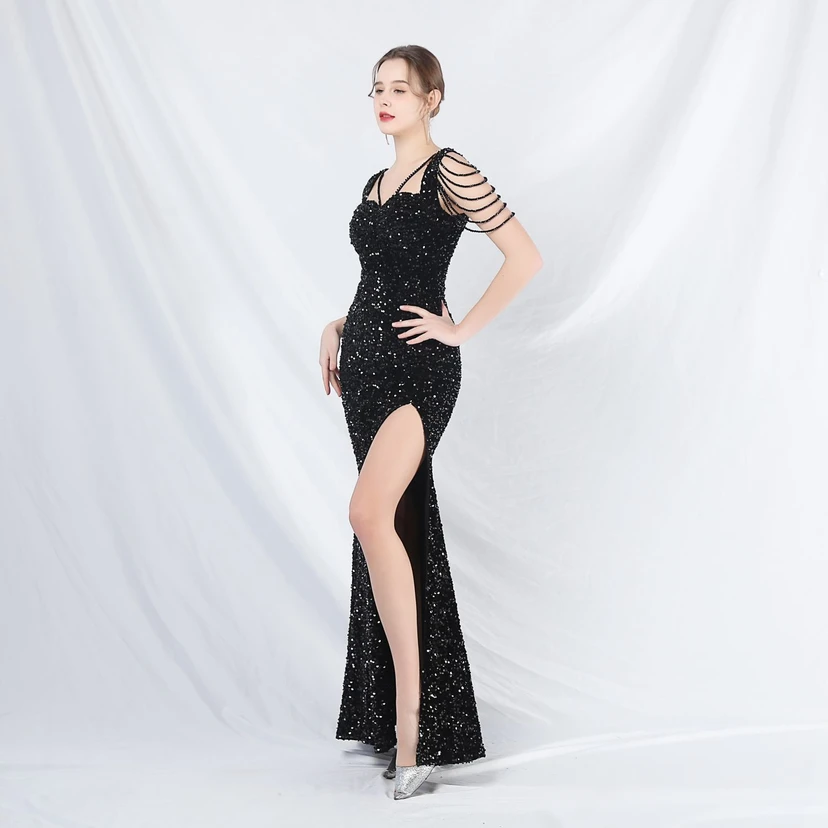 Ladies And Celebrities Formal Occasions Velvet-Bottomed Hand-Beaded Long Evening Dress view 55