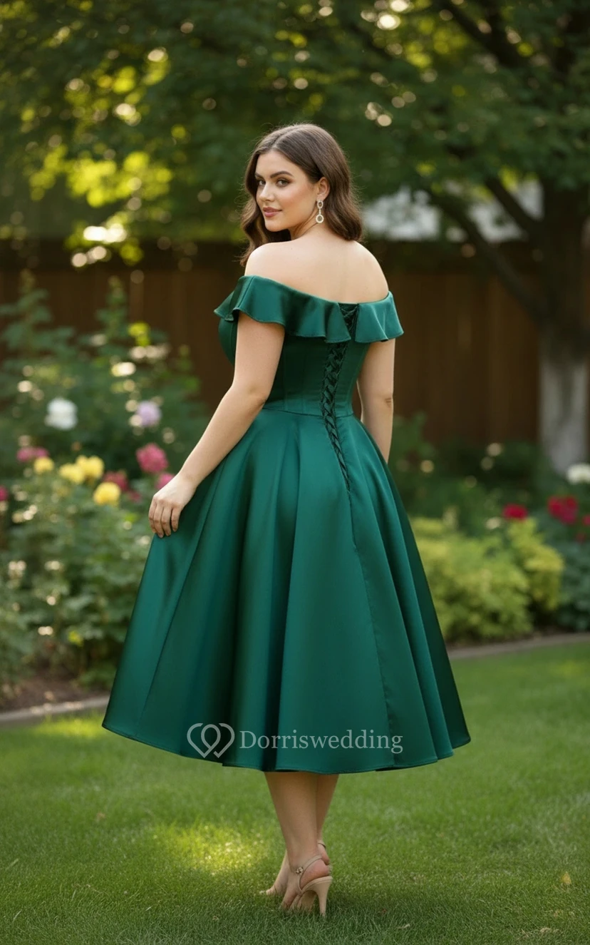 Chic Satin Off-Shoulder Cocktail Dress view 2