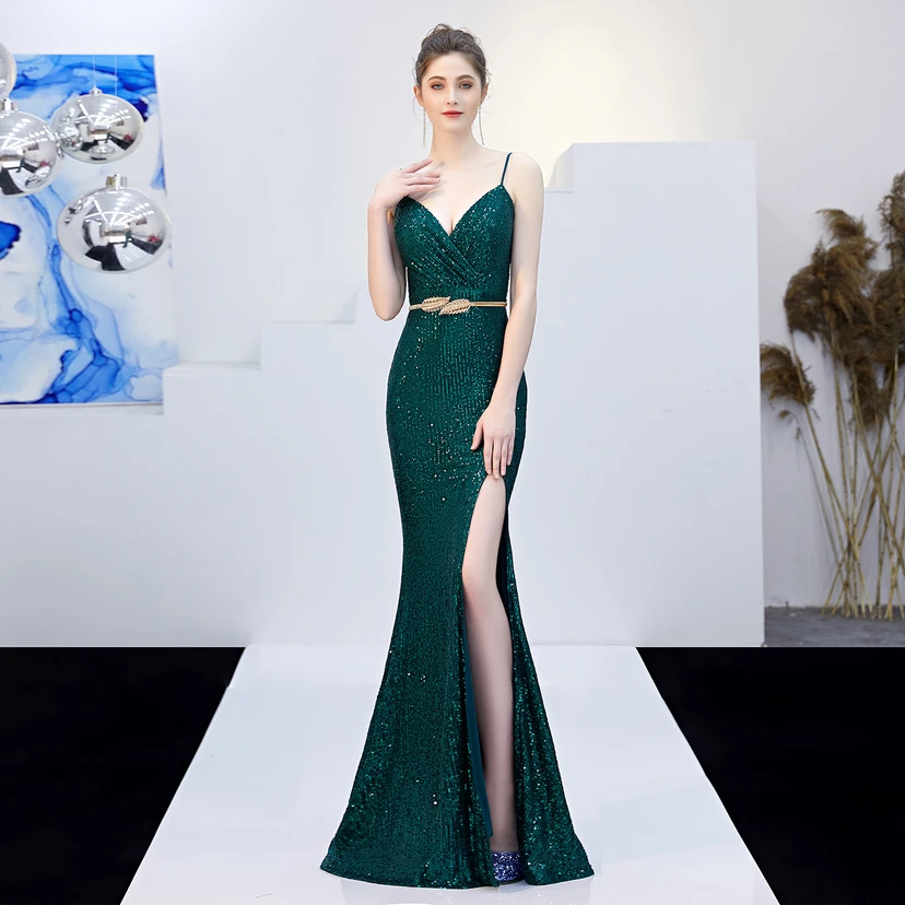 Märchenhaftes, verträumtes Promi-Party-, sexy, langes, schlankes Abendkleid mit Meerjungfrauenschnitt view 9