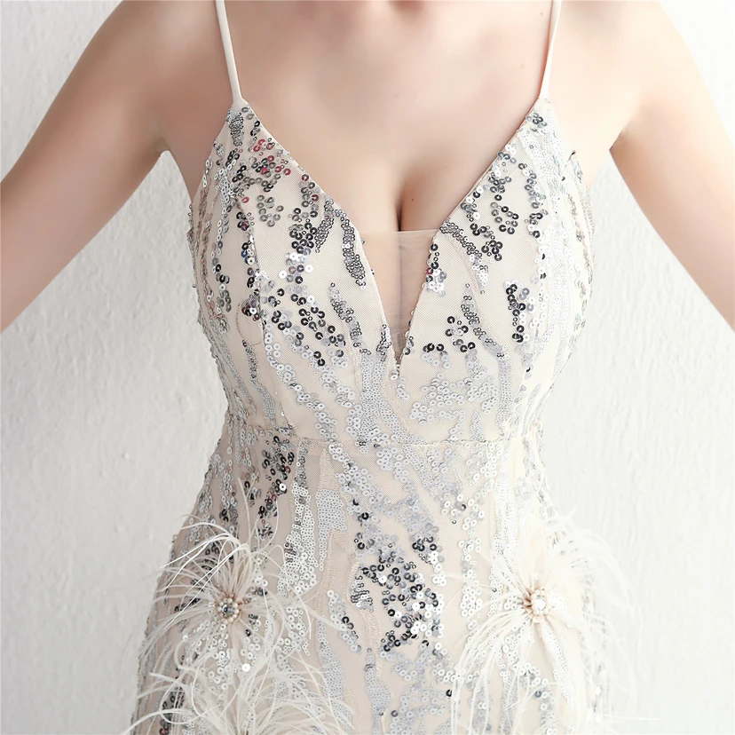 Positioning Flower Craft Beading Craft Imported Wool Dress Long Banquet Slim Evening Dress Elegant Temperament view 26