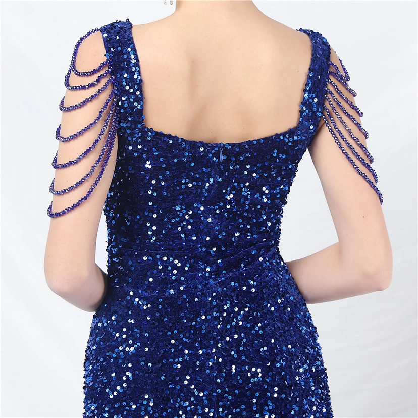 Velvet Handmade Sequined Heavy Craft Beaded Fantasy Sequined Short Skirt Evening Dress view 77