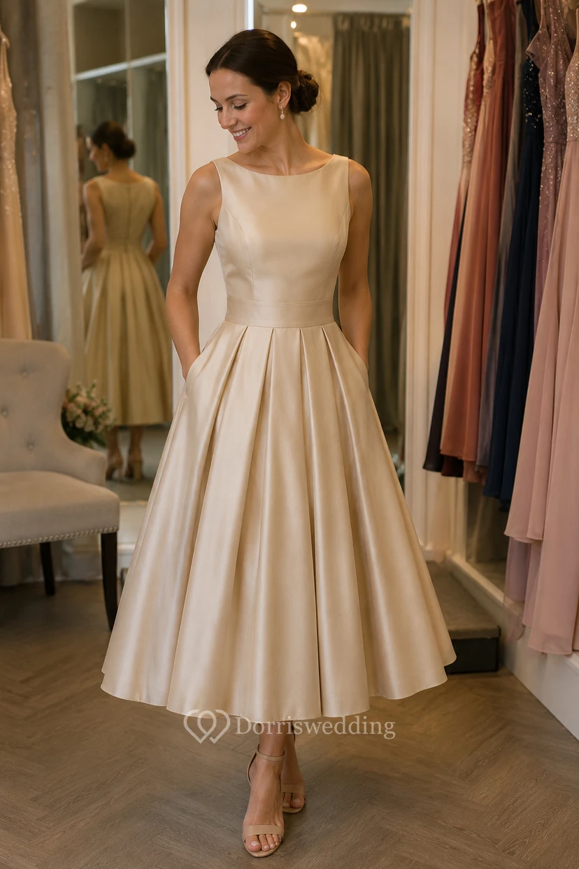 Simple Pleated Knee-Length Frock view 11