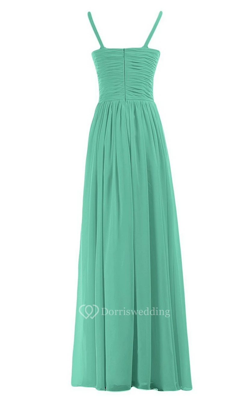 Sleeveless V-neck Chiffon Dress With Crisscross Ruching view 14