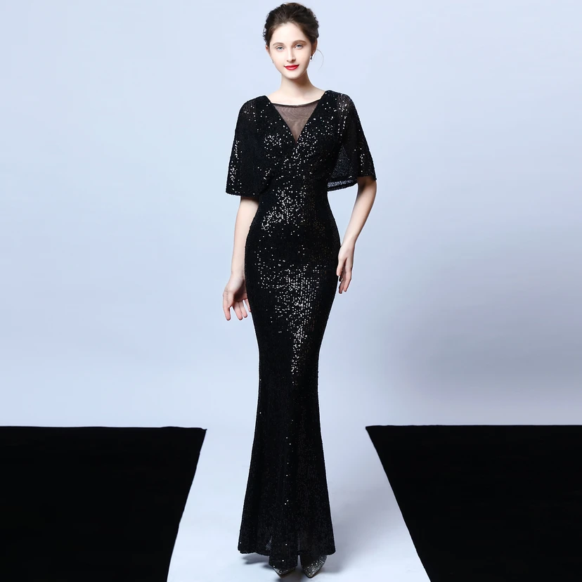 Elegantes Abendkleid mit Polyestergarn, Quasten, Pailletten und Fischschwanzsaum für Damen im Herbst view 15