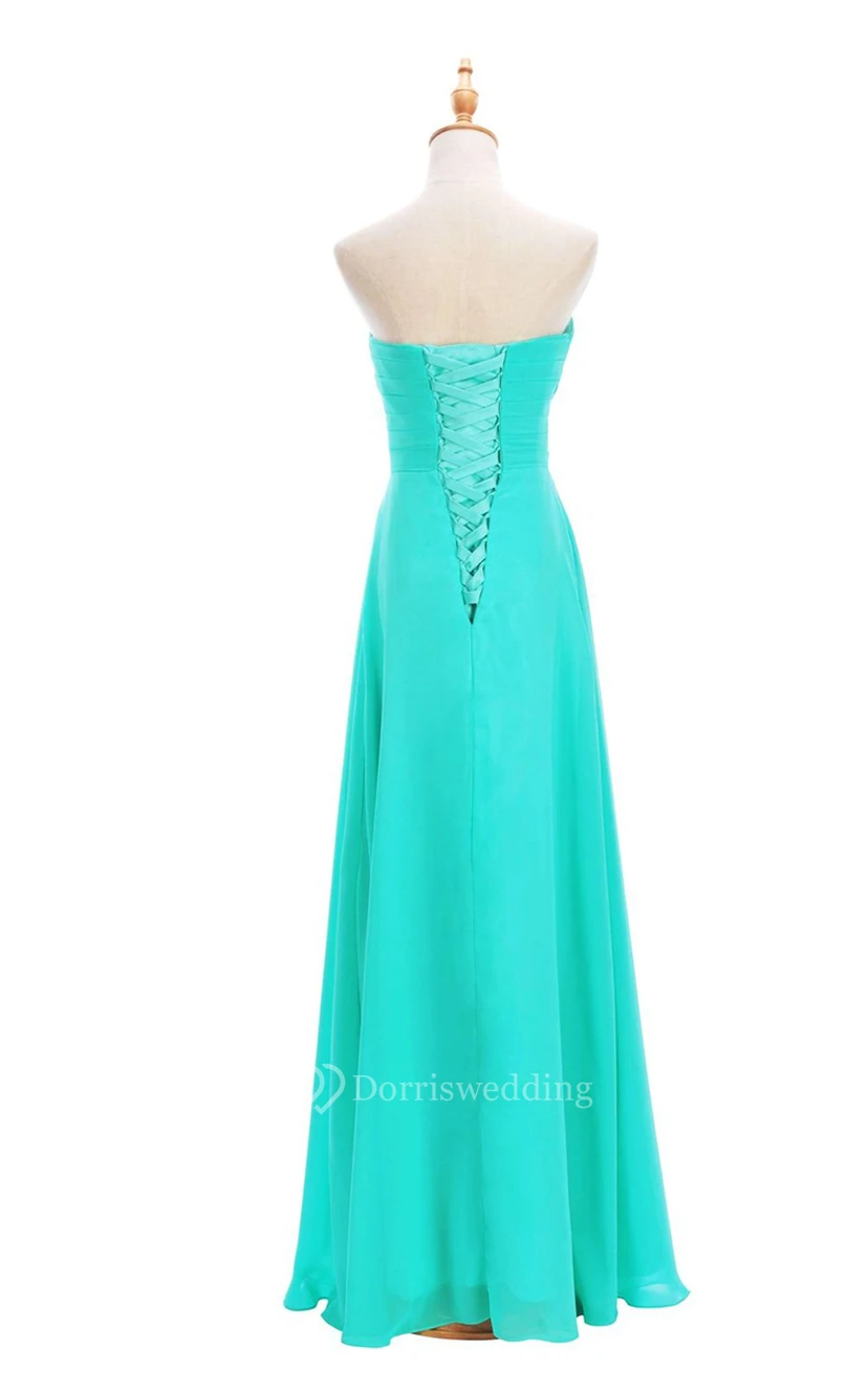 Sweetheart Criss-cross Chiffon A-line Dress With Lace-up Back view 16