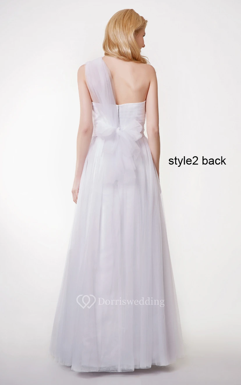Beautiful Sleeveless A-line Pleated Tulle Gown With Convertible Straps view 5