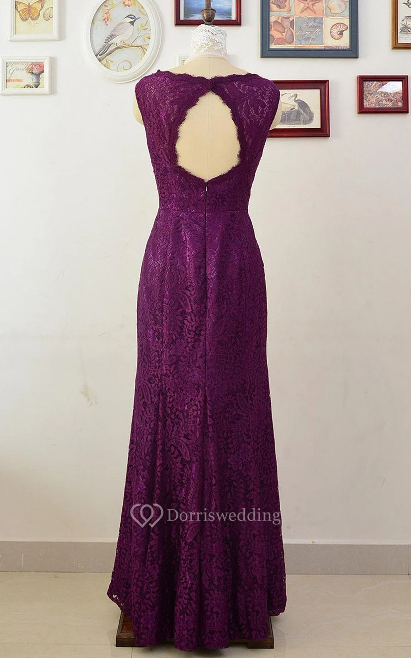 Floor-length Lace Dress With Illusion view 2
