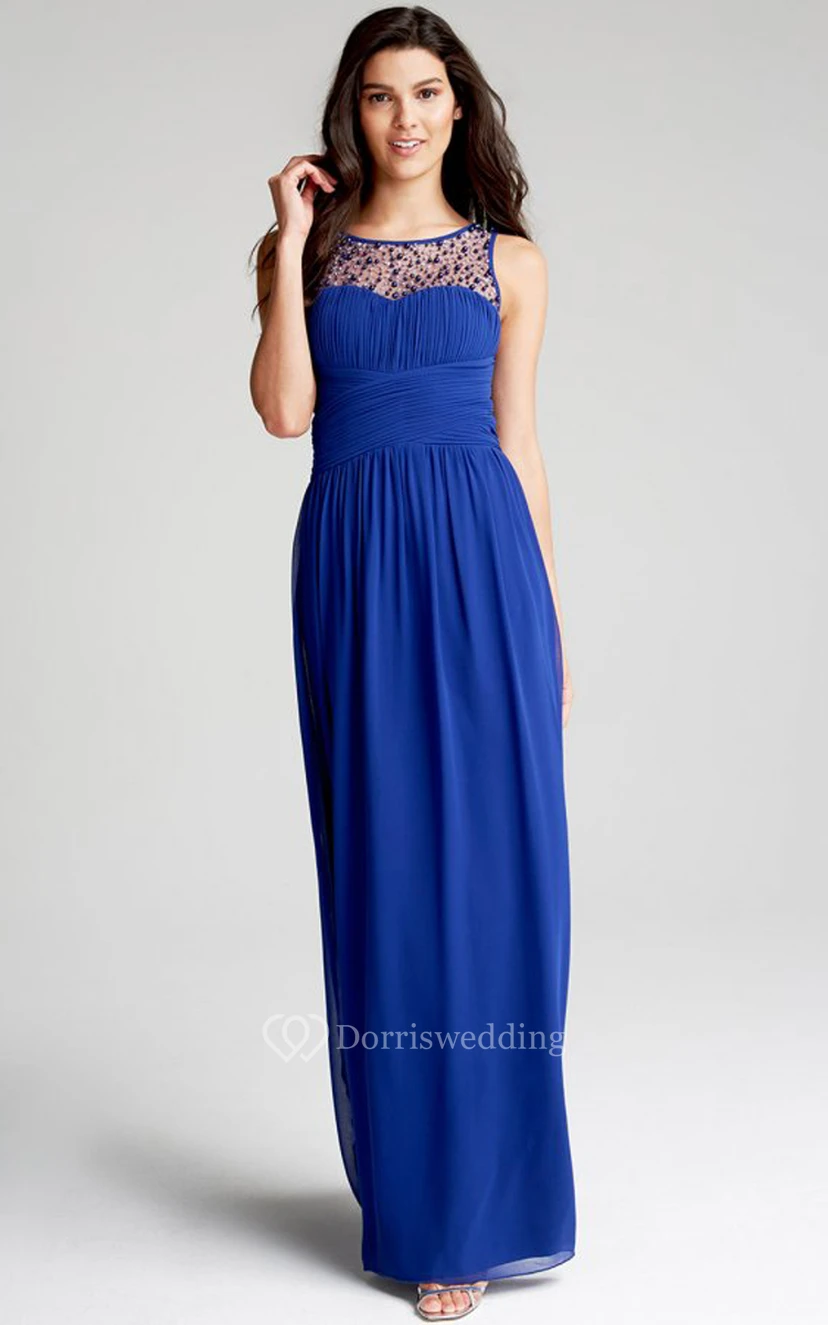Scoop Neckline Modest A-Line Gown With Squared Back view 34