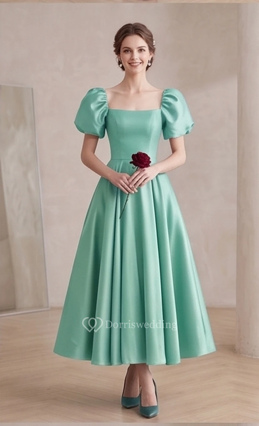 Puff-Sleeve Vintage Victorian A-line Dress | Regency Era Plus Size 1950s Bridesmaid Ball Gown | Modest Prom Wear view 17