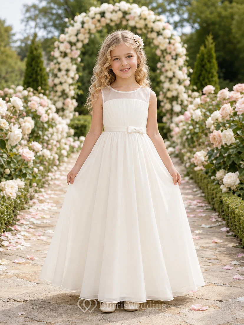 Einfaches Tüll-Ballkleid für Blumenmädchen