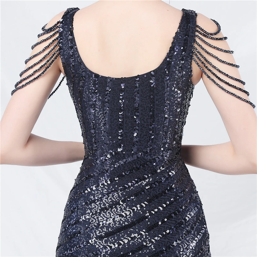 Craft Sequined Velvet Bottom Handmade Beaded Long Elegant Light Luxury Evening Dress view 66