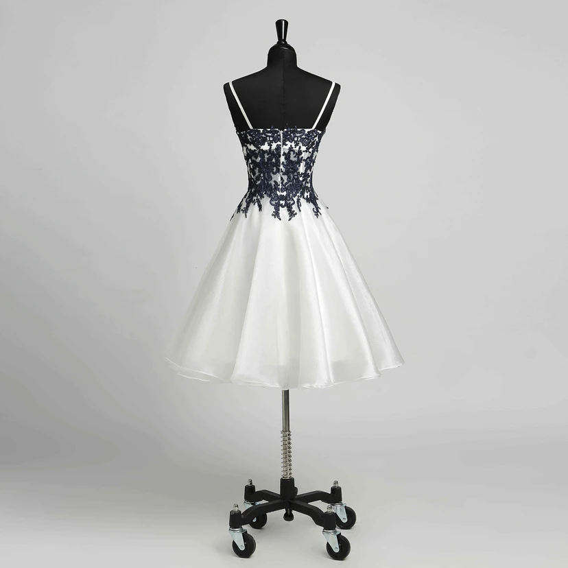 A-Line Sleeveless Short Mini Straps Elegant Romantic Organza Dress with Appliques view 2