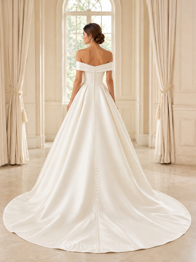 Brautkleid aus Satin, A-Linie, trägerlos, mit Schleppe view 2