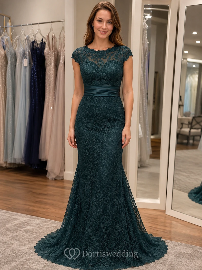 Trompeten-Maxikleid, ärmellos, plissiert, mit Perlenstickerei, Spitze und Satin view 8