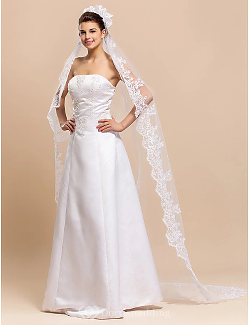 Gracious One-tier Tulle Chapel Wedding Veil view 4