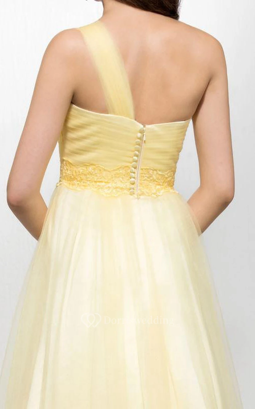 Modernes, bodenlanges A-Linien-Abendkleid mit One-Shoulder-Applikationen, Reißverschluss und Applikationen view 5