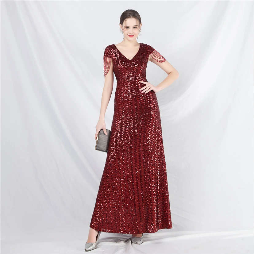 A-Line Big Swing Dress Craft Sequined Long A-Line Evening Dress video preview
