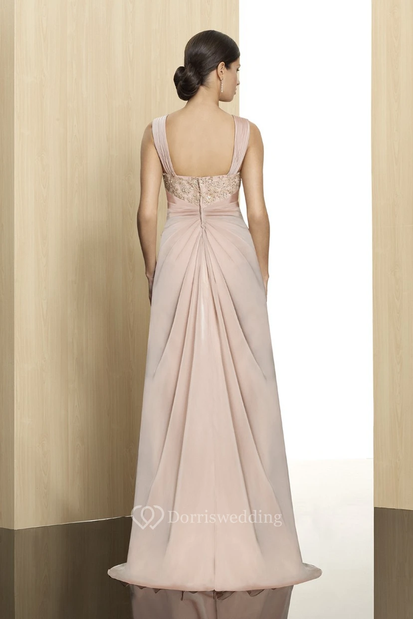 Sleeveless Appliqued Strapped Jersey Formal Dress With Draping view 2