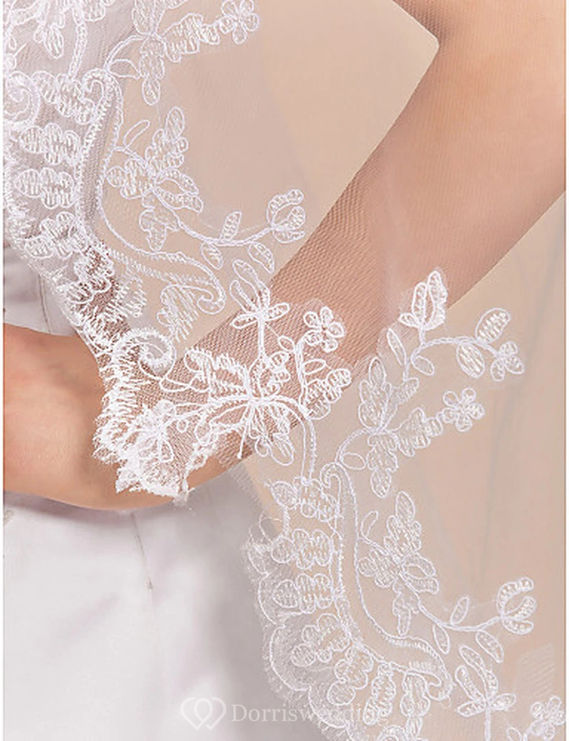 Gracious One-tier Tulle Chapel Wedding Veil view 7