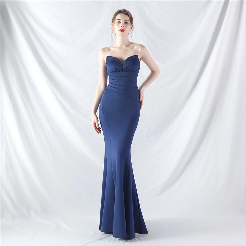 Craft Dress Sexy Off-Shoulder Wrapped Chest Satin Evening Dress view 10