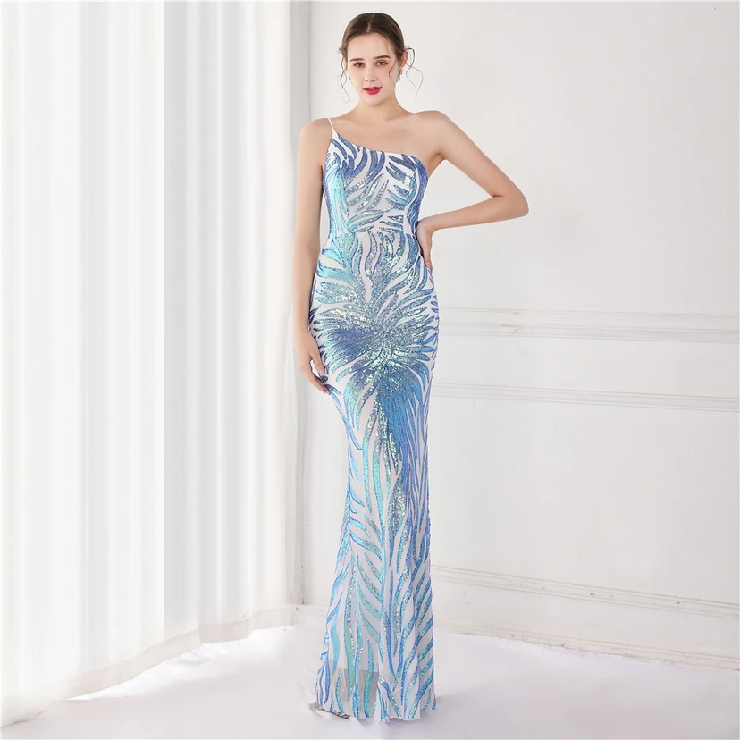 New Sequin Sequin Fairy Celebrity Party Party Evening Dress Sexy Long Toast Dress Bride view 29