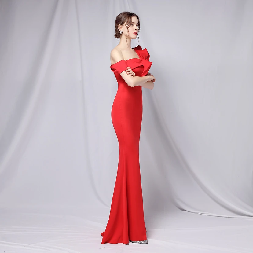 Sechsfarbiges, einseitig schulterfreies Abendkleid für festliche Anlässe, langes, elegantes, figurbetontes und sexy Meerjungfrauenkleid view 38
