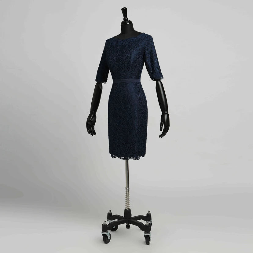 Bodycon 3-4 Length Sleeve Knee-length Zipper Vintage Lace Dress with Lace view 4