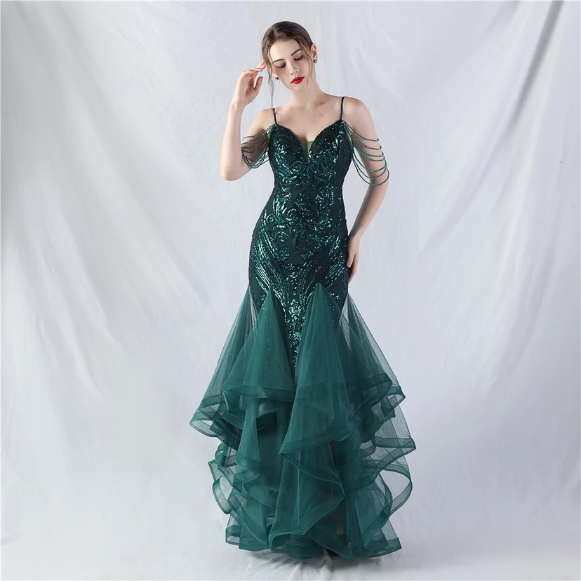 Handgefertigte Perlen, festes Netz, Positionierungsblumenperlen, Spleißnetz, heißes Tanz-Feier-Performance-Kleid view 72