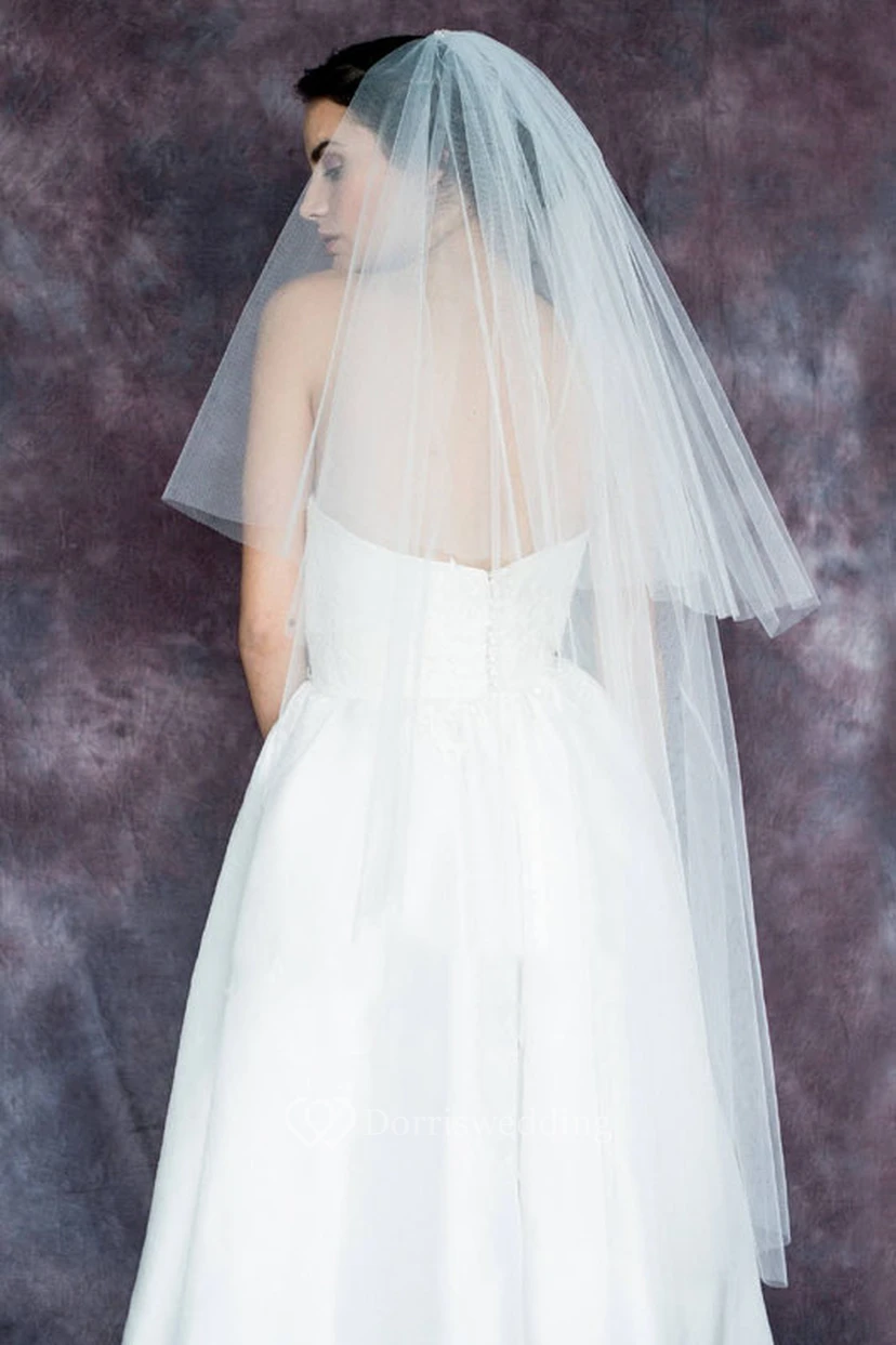 Double-Layer Simple Soft Tulle Wedding Veil view 2
