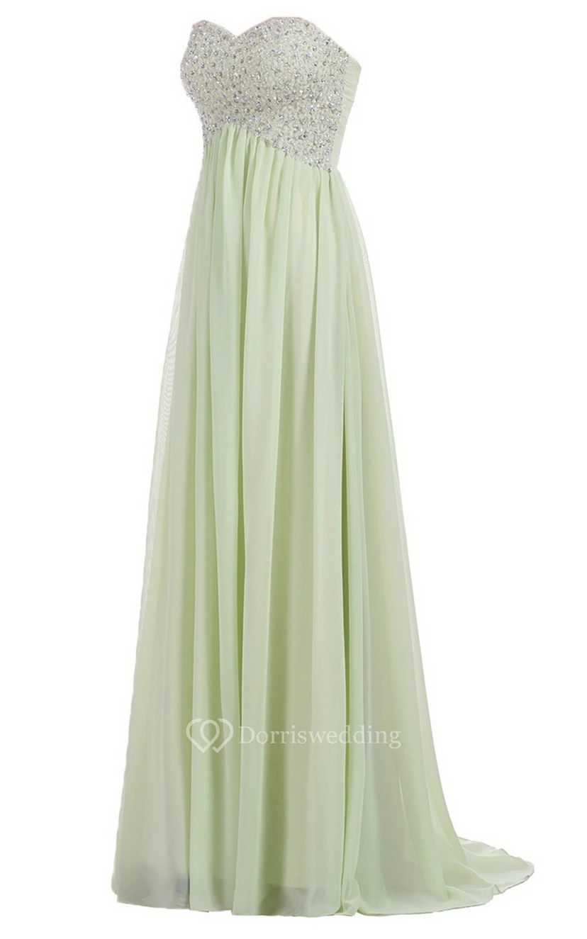 Sweetheart Empire Long Gown With Sequined Bodice view 11
