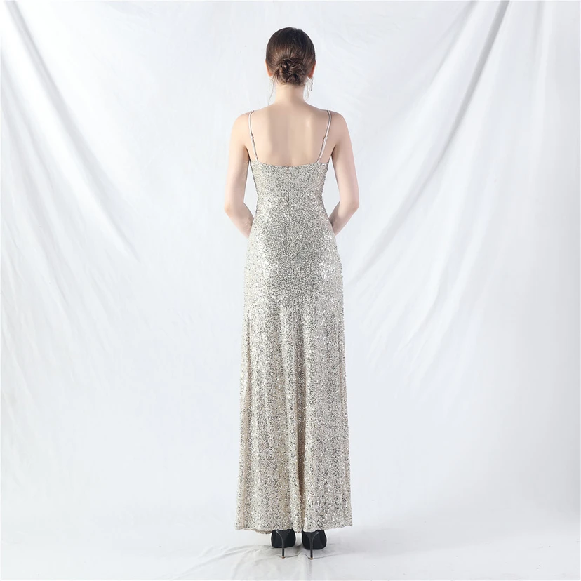 Robe longue trapèze évasée à paillettes, modèle phare du quotidien view 51