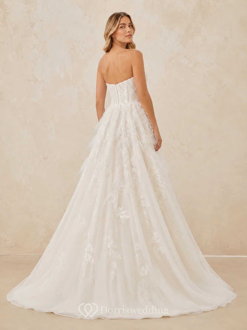 A-line raised-like Elegant Bridal Formal Ceremony Wedding Dress view 2