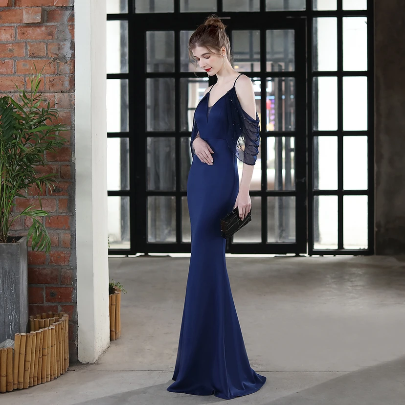 Toast Dress Bride Long Sling Thank You Banquet Slim Fishtail Skirt Wedding Car Model Exhibition Dress view 39