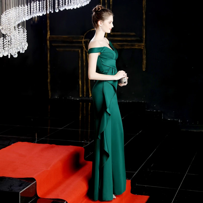 Banquet Evening Dress New Elegant Long One Shoulder Fishtail Host Dress Long Skirt view 15