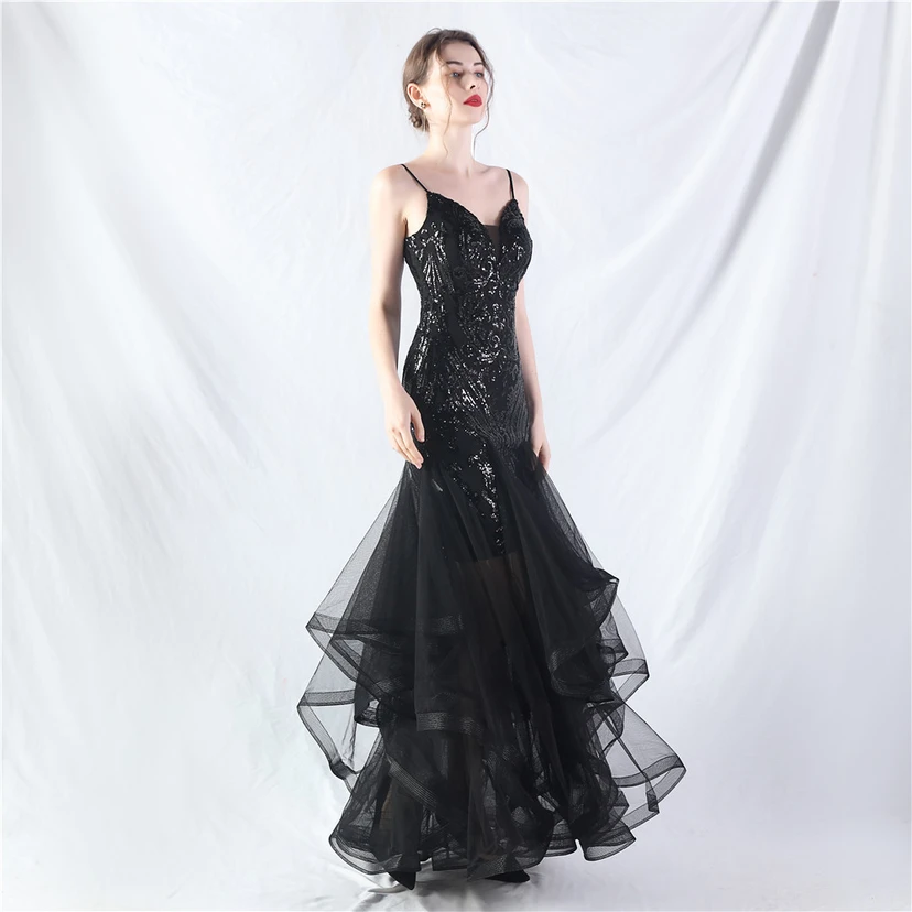 Vestido de actuación para celebración de baile caliente con cuentas de flores y posicionamiento de red rígida. view 31