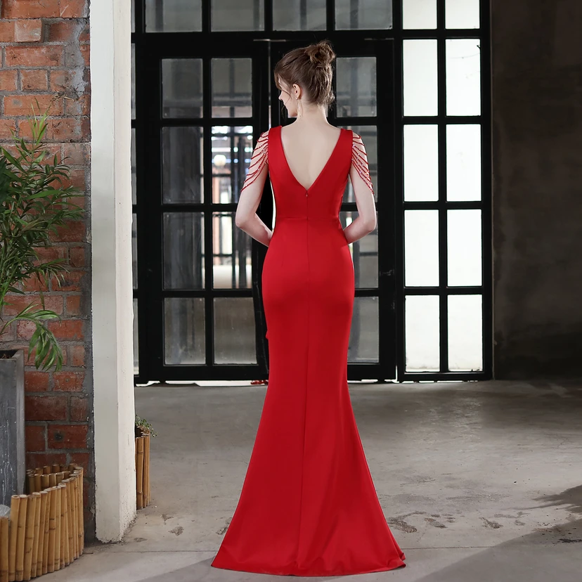 Toast Dress Bride Long Sling Thank-You Banquet Slim Fishtail Skirt Wedding Car Model Exhibition Dress view 46