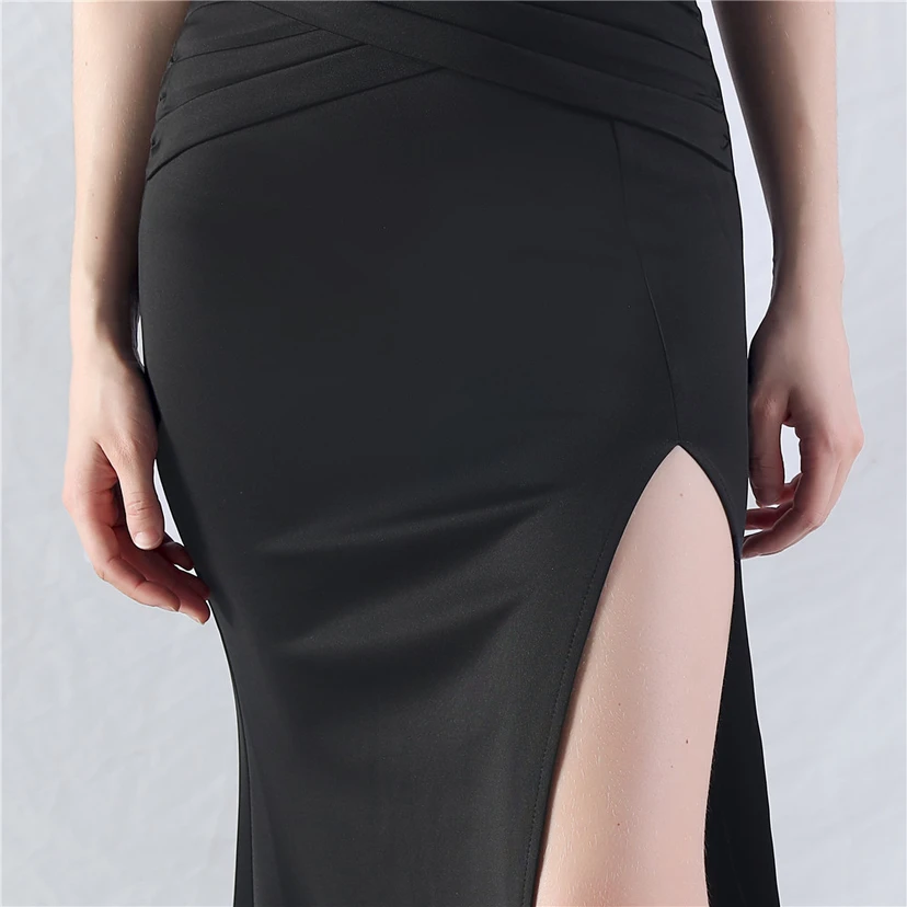 Fischgrätmusterweste, tailliertes Satinkleid mit Faltenwurf, handgefertigtes High-End-Abendkleid mit Straußenfedern view 27