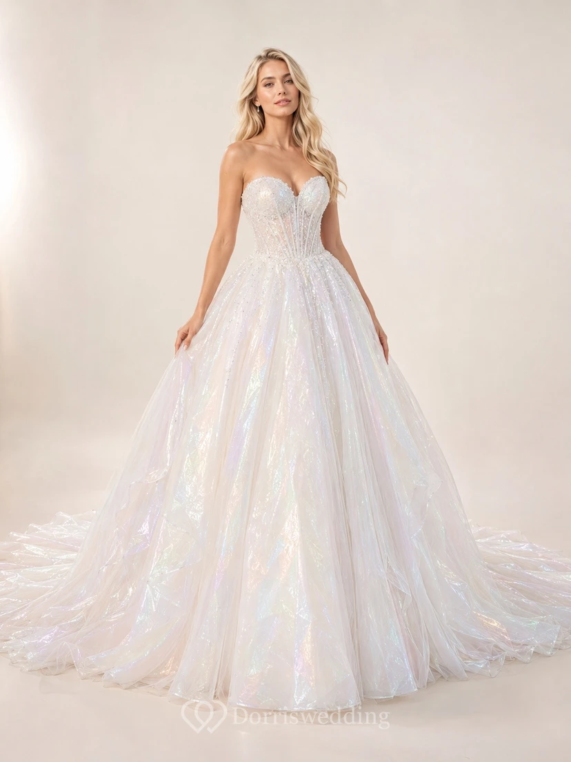 Vestido de novia formal sencillo, romántico y elegante con escote corazón, edición B Ball