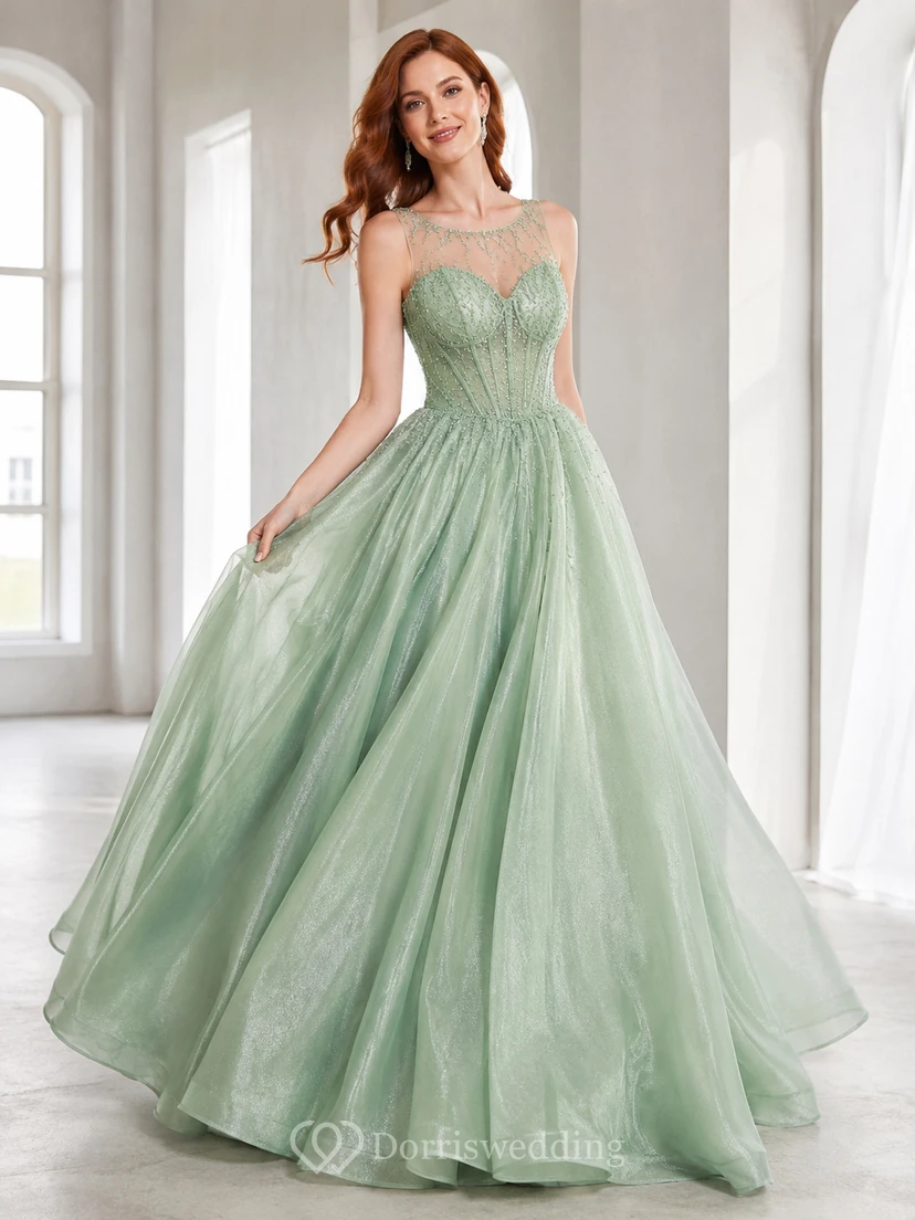 Celadon Spaghetti Sweetheart Tulle Ball Gown Quinceanera Dress Garden Romantic