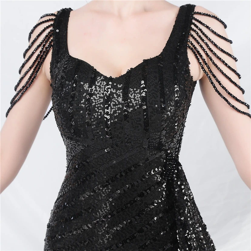 Craft Sequined Velvet Bottom Handmade Beaded Long Elegant Light Luxury Evening Dress view 47